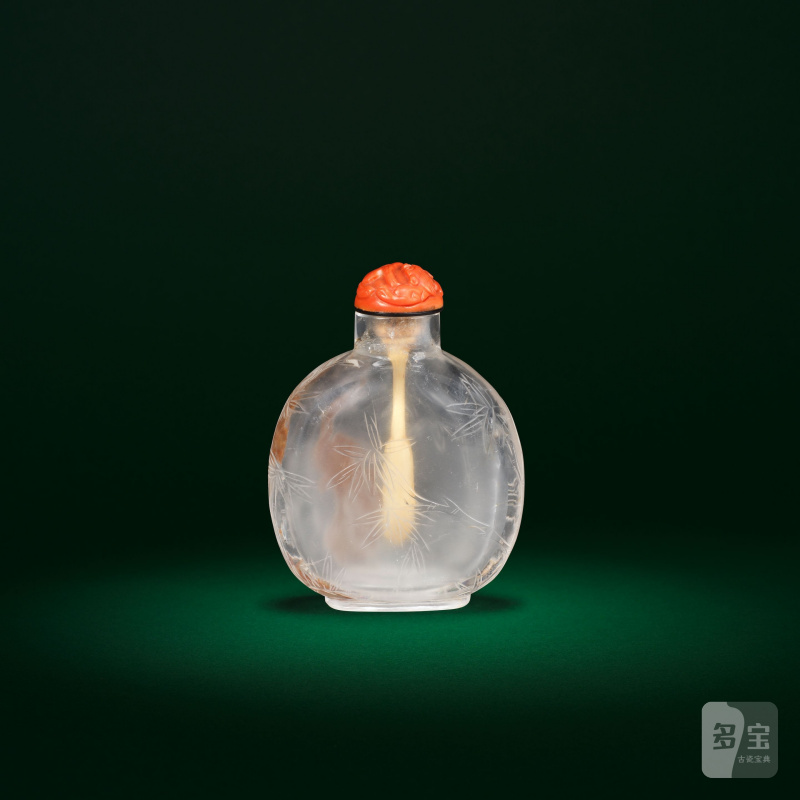十八/十九世紀 水晶巧雕鳳紋鼻烟壺 | A ROCK CRYSTAL 'PHOENIX' SNUFF BOTTLE - 图2